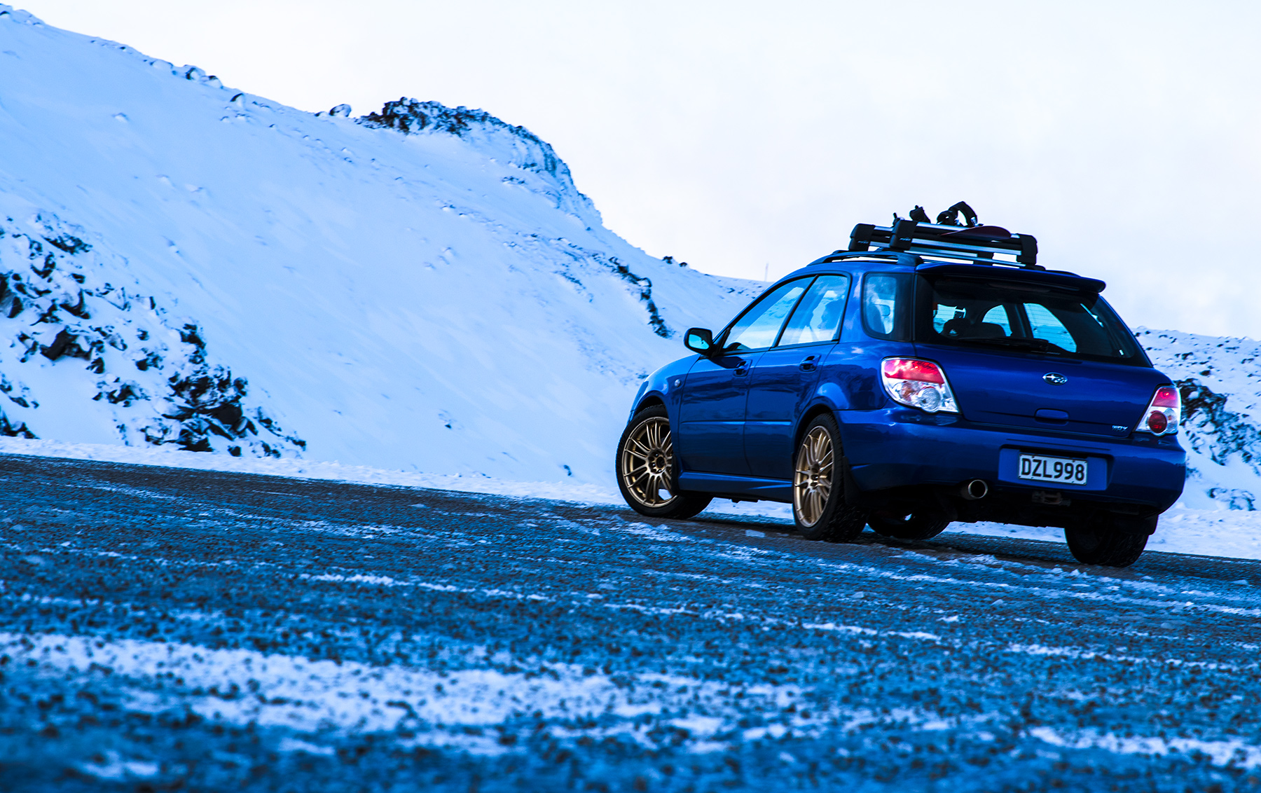 Subaru in the snow