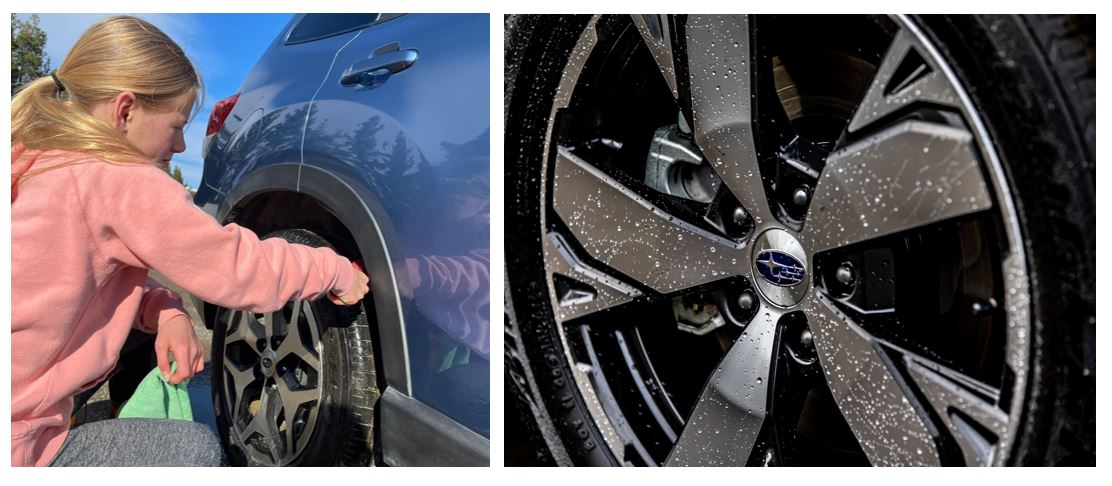 Subaru car cleaning hack: use a sponge when washing your wheels