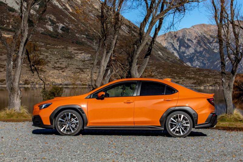 Solar Orange Pearl WRX tS Sedan side profile