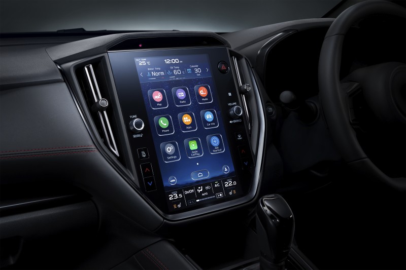 The 2022 Subaru WRX has an 11.6” touchscreen infotainment system with vertical orientation.