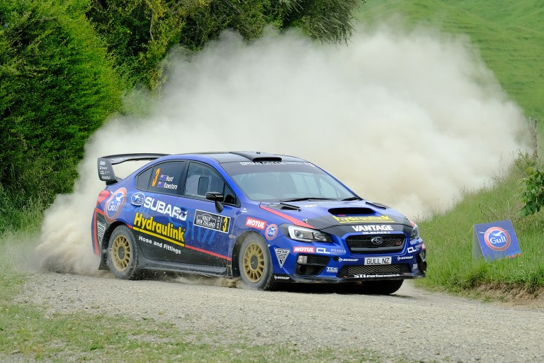Ben Hunt and Tony Rawstorn helped Subaru win the Manufacturer’s Championship in the Subaru WRX STi at the Tauranga-based Rally New Zealand this weekend.  PHOTO: GEOFF RIDDER.