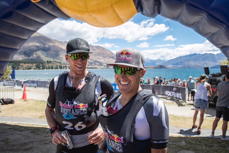 Team mates Dougal Allan (left) and Subaru Brand Ambassador Braden Currie won the 2018 Red Bull Defiance, two-day multi-sport race in Wanaka, this weekend. PHOTO: MILES HOLDEN 