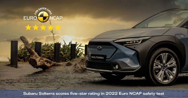 Subaru Solterra achieves the maximum Euro NCAP five star overall safety rating