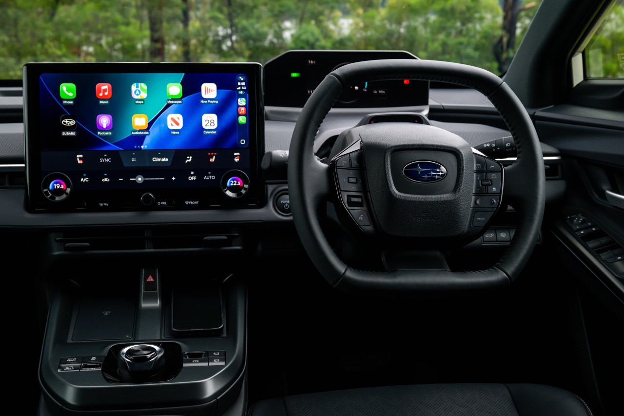 Multi-colour LED ambient lighting, a heated steering wheel and dual-zone climate control with rear vents come standard with the Trailseeker AWD.