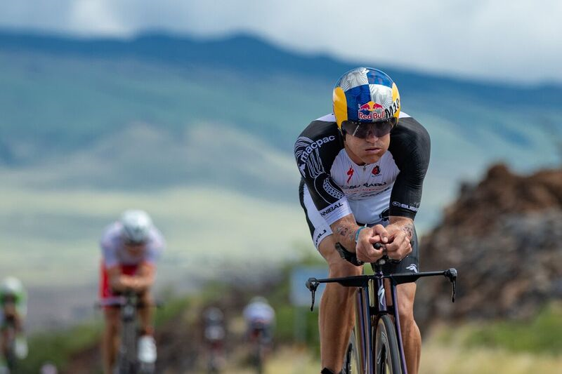 Braden Currie out on the bike course at the World Ironman Championships in Hawaii today. PHOTO: SHANE HARRISON.