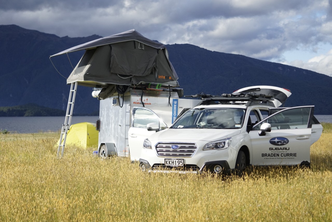 Braden Currie's ultimate Subaru Outback summer set-up.