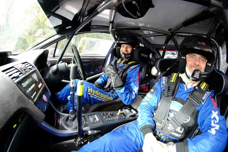 Ben Hunt (left) and co-driver Tony Rawstorn inside the cockpit of the Subaru WRX STi at the ENOS International Rally of Whangarei this weekend. PHOTO: GEOFF RIDDER.
