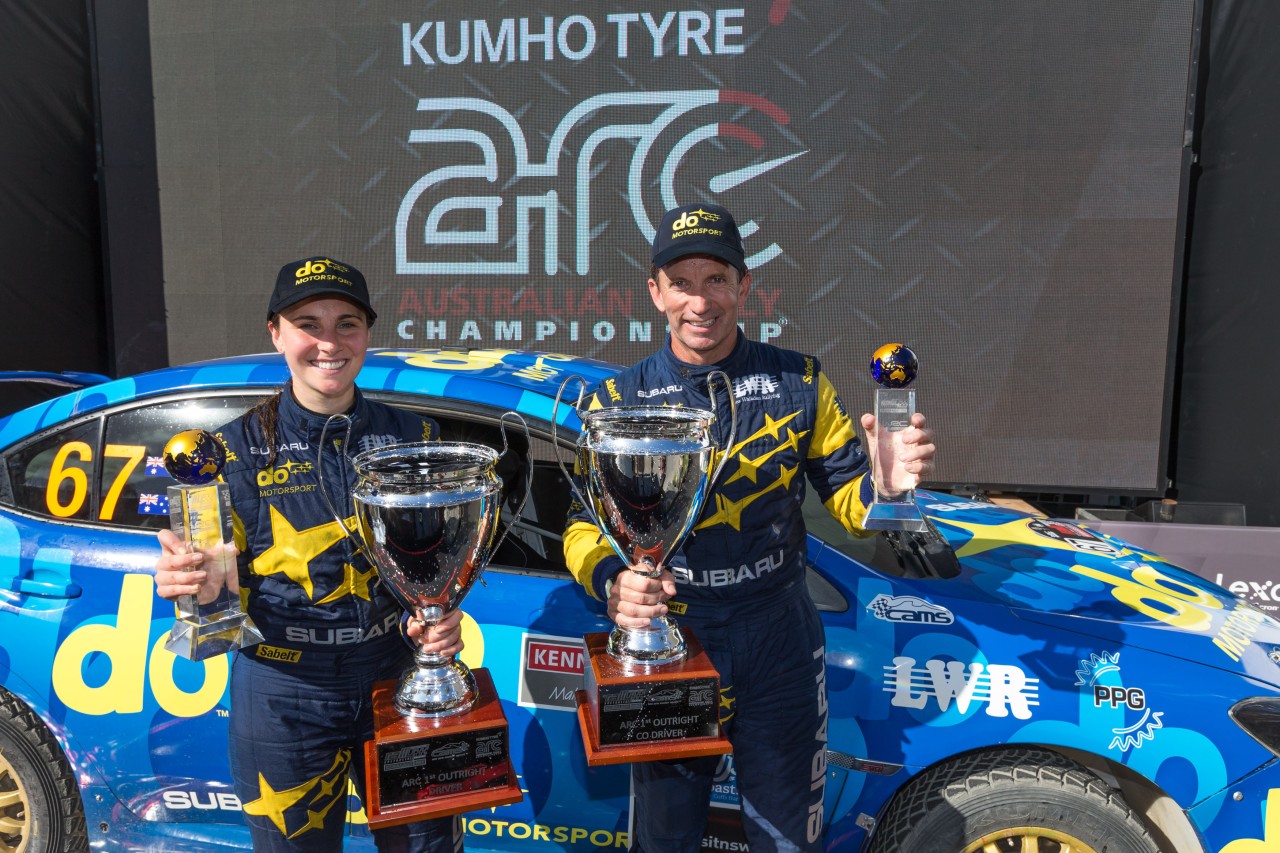 Australians Molly Taylor and co-driver Bill Hayes won the Australian Rally Championhsip in their All-Wheel Drive Group N production class Subaru WRX STi NR4 yesterday. PHOTO CREDIT: SUBARU AUSTRALIA
