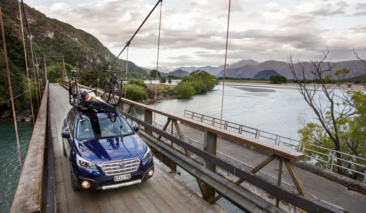 Subaru Brand Ambassador Braden Currie with his Subaru Outback, which will be supporting him on Saturday’s longest day, in his quest for a fourth Kathmandu Coast to Coast title. PHOTOS FREE FOR EDITORIAL USE.